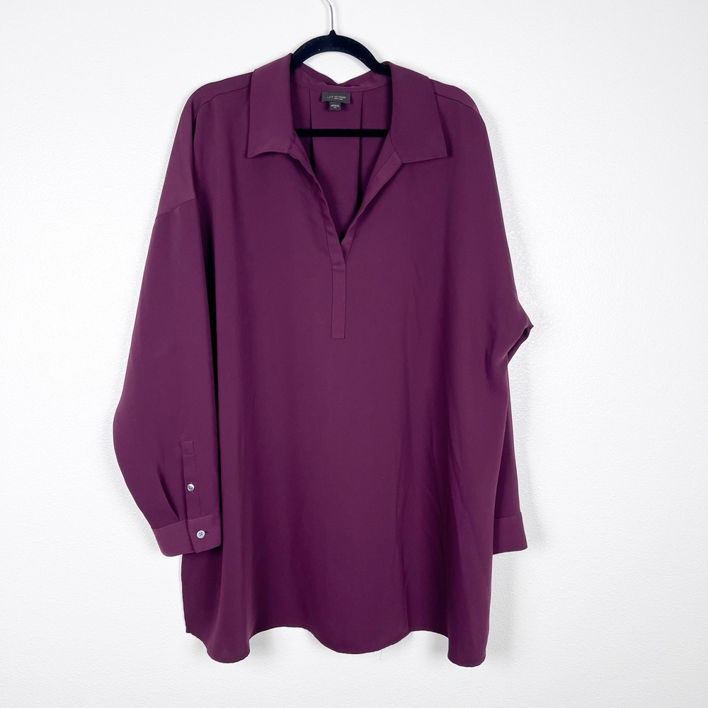 J. Jill Women's Tunic Length Long Sleeve Blouse Purple Sz 2X
